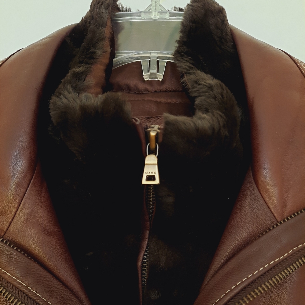 Marc New York brown soft leather removable lined insulated jacket size XL. - Picture 5 of 16
